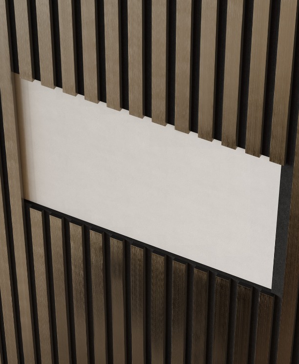 Комплект акуст.панелей, черный войлок, 3000х300х19мм, рейки ЭКОПОЛИМЕР, шампань/2шт.